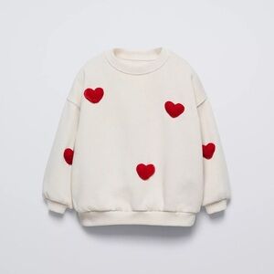 Zara Cream Sweater with Red Heart Details